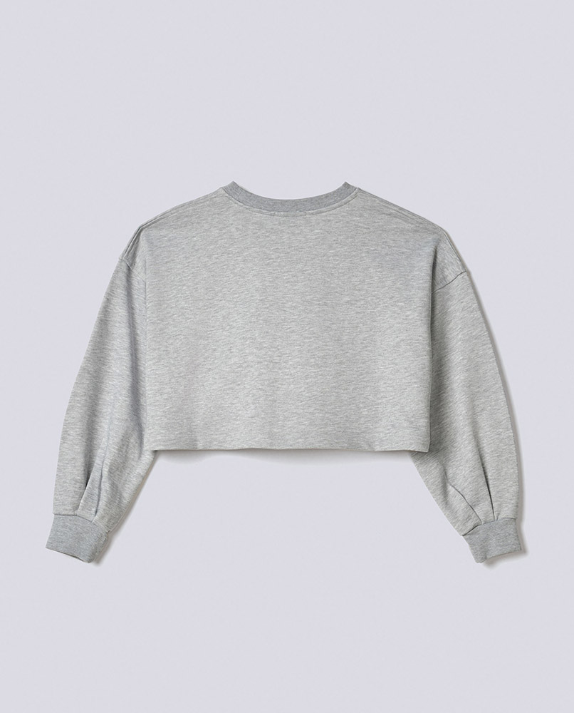 Alternative view of FELPA PARICOLLO CROP OVER CON STAMPA E ETICHETTA Grigio Melange - Hinnominate