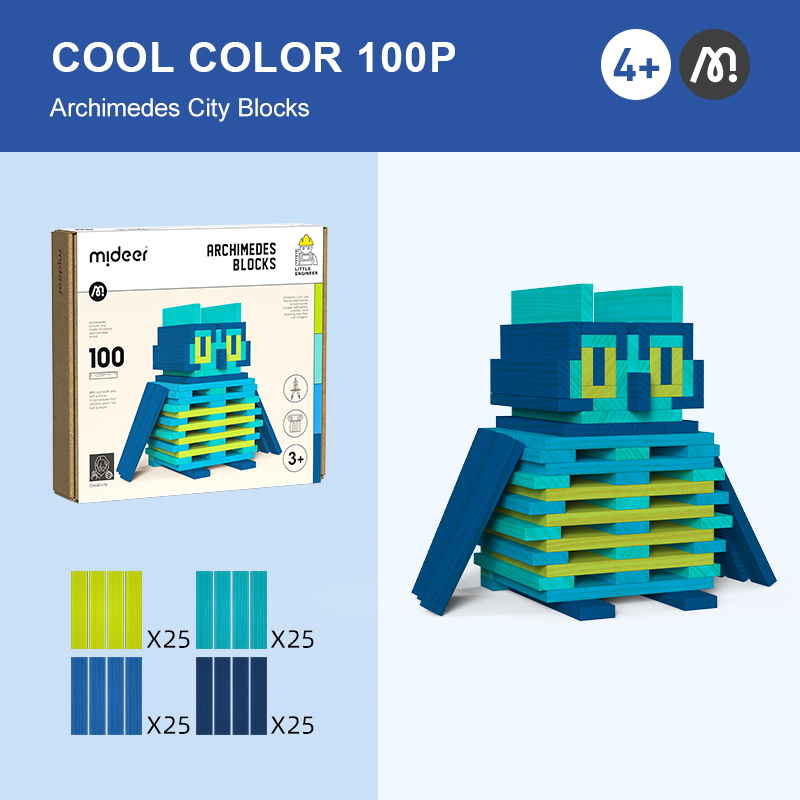 Alternative view of Blocchi in legno componibili blu - Mideer