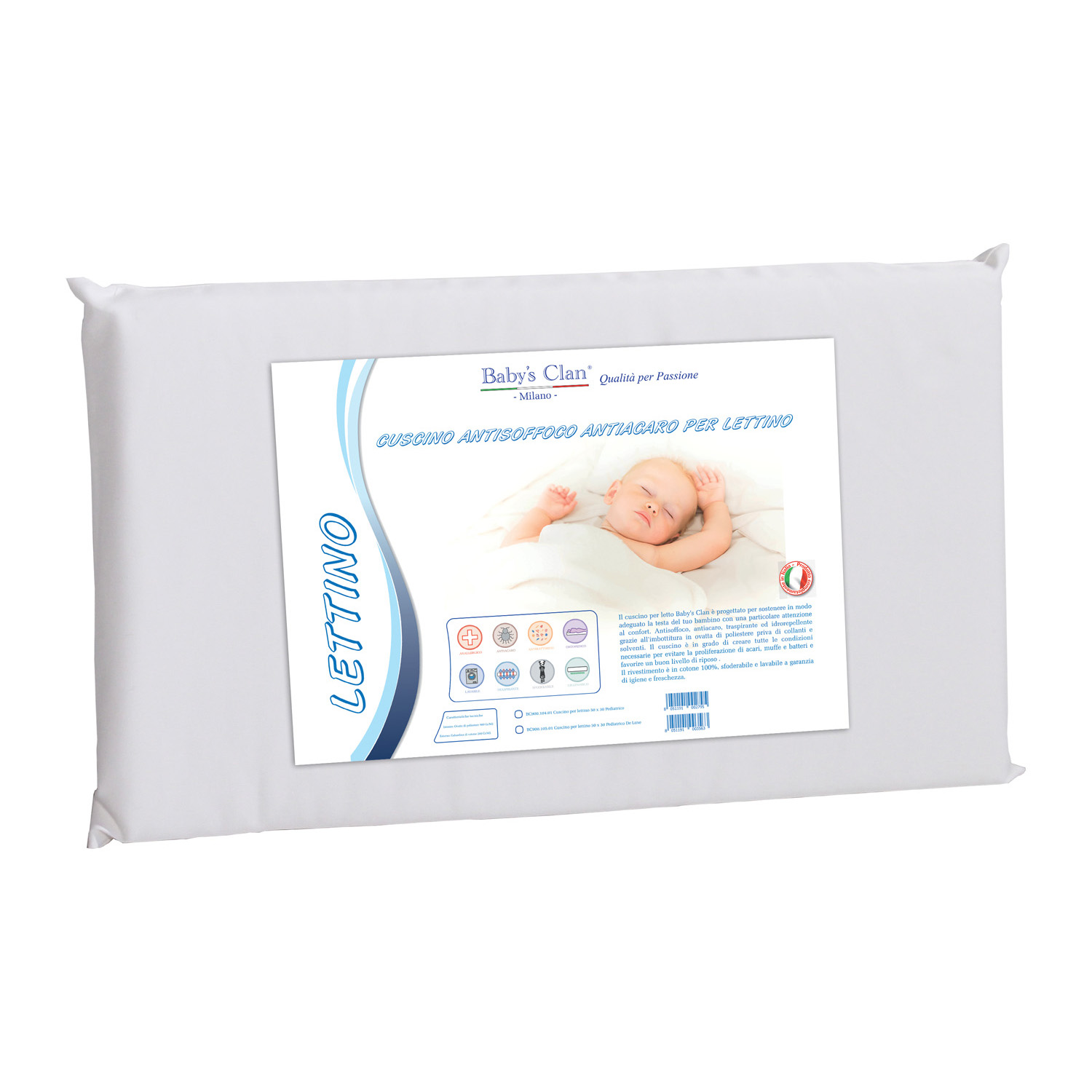 Pediatrico - Cuscino lettino in ovatta con rivestimento in cotone - Baby's Clan