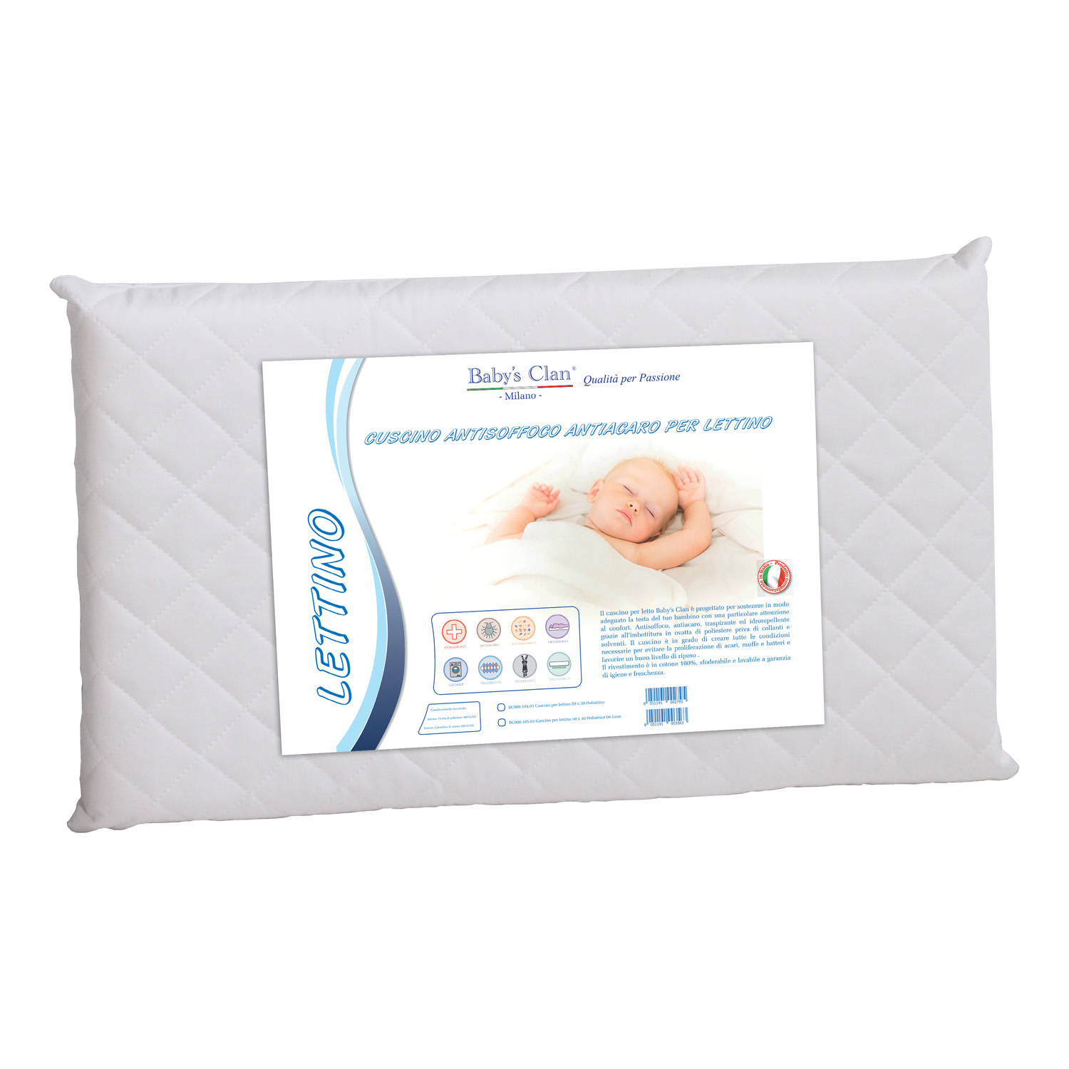 Pediatrico Deluxe - Cuscino lettino in ovatta con rivestimento in cotone trapuntato - Baby&rsq