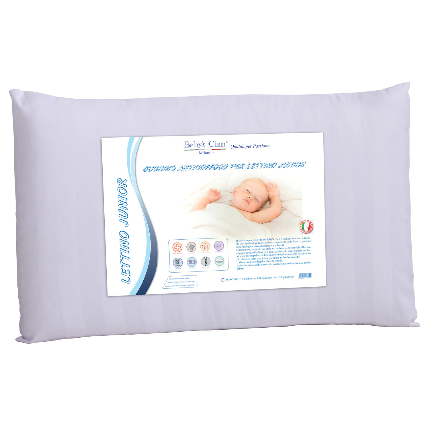 Junior - Cuscino lettino in ovatta con rivestimento in cotone - Baby's Clan