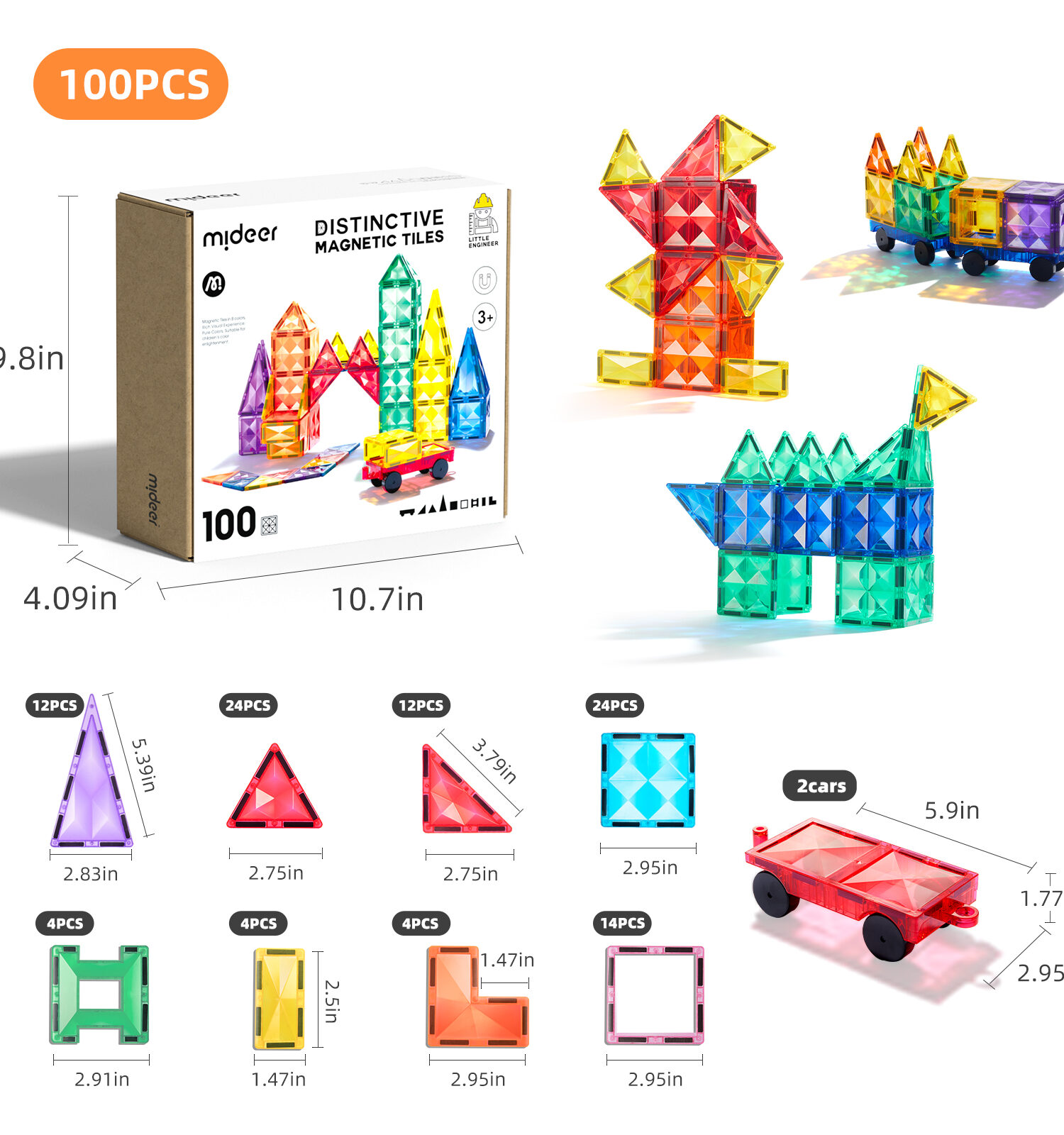 Blocchi magnetici colorati 100 pezzi (9 soggetti) - Mideer