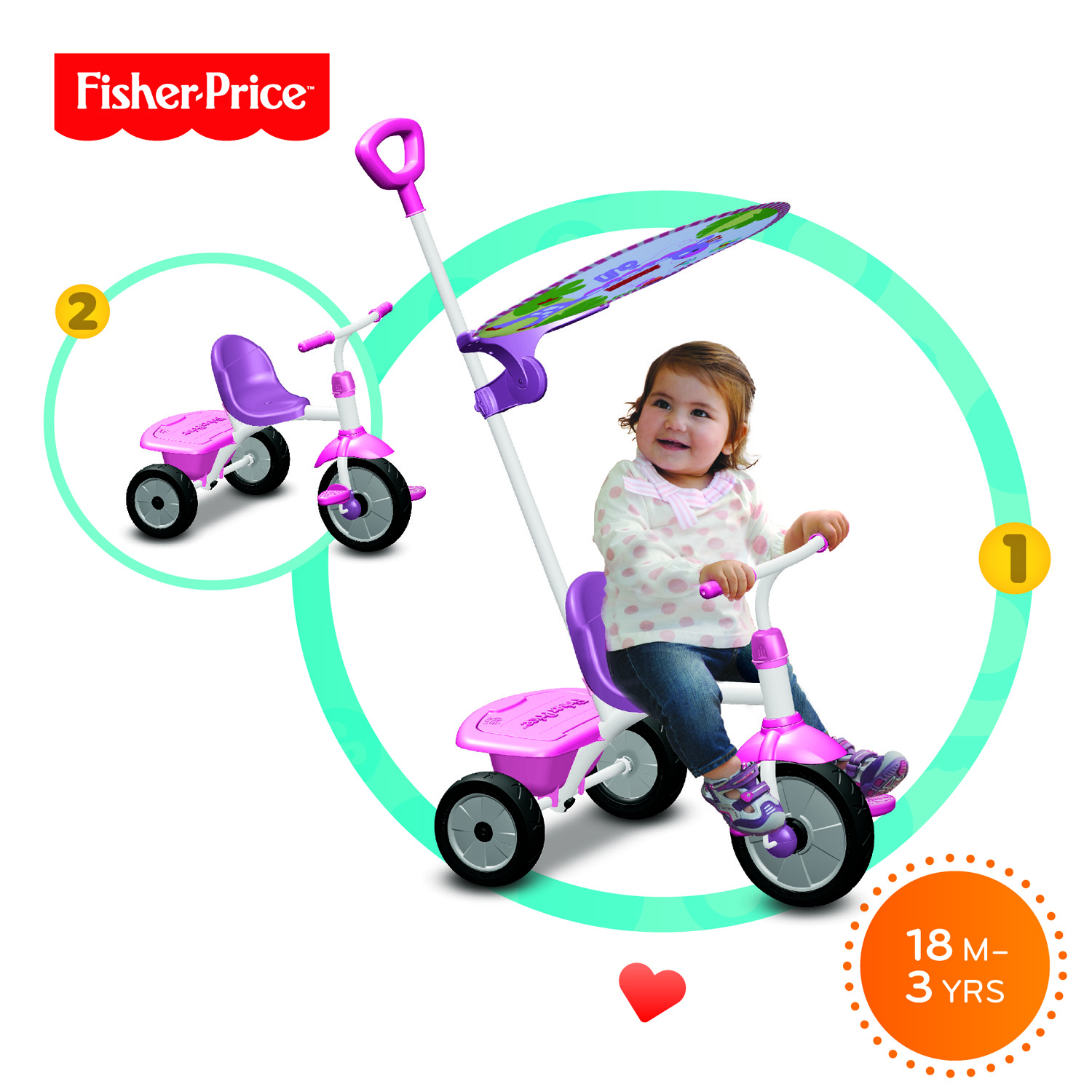 Triciclo Glee Plus - lilla e rosa - Fisher Price