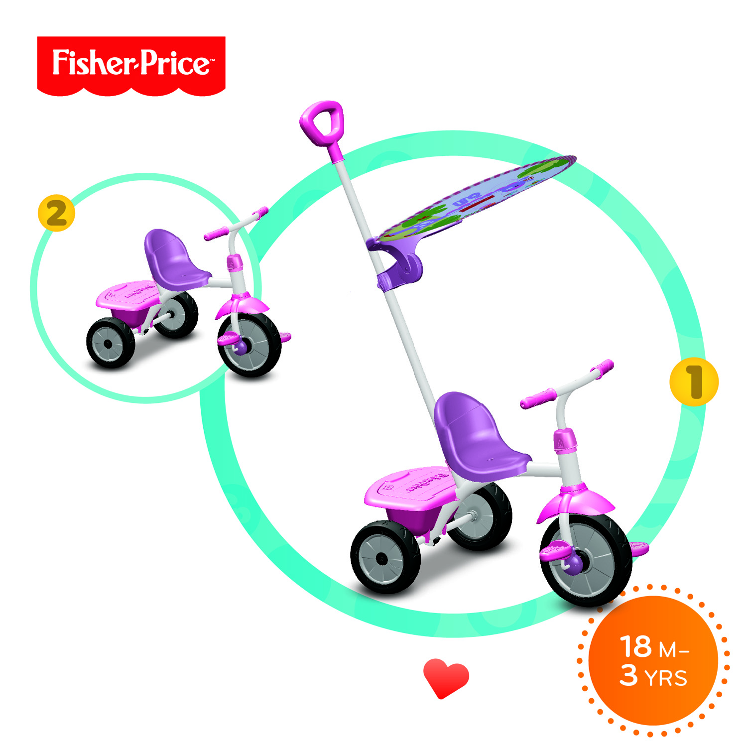 Alternative view of Triciclo Glee Plus - lilla e rosa - Fisher Price