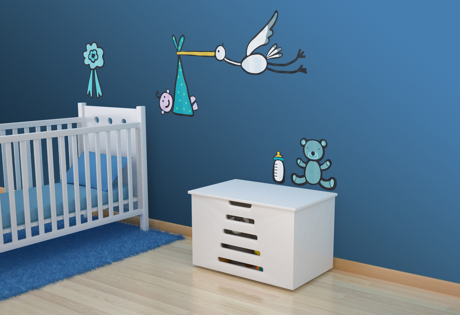 La cicogna bimbo - Adesivo murale - Wallskin